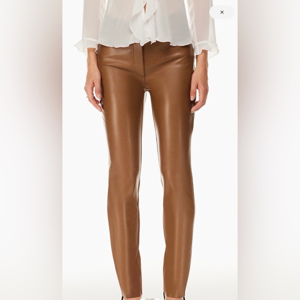NWT Aritzia Melina Skinny Faux Leather Pants — Cognac